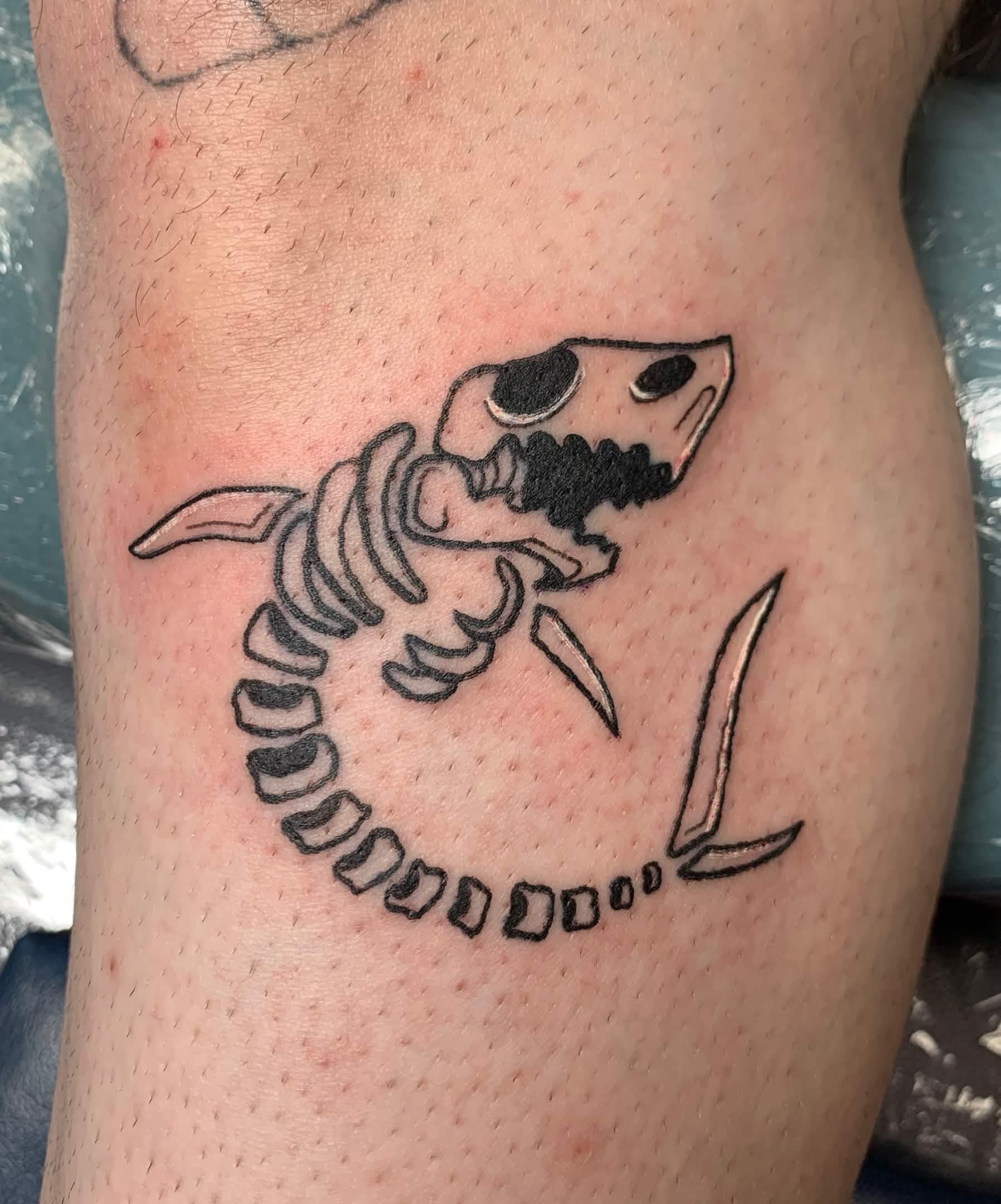 tattoo of a skeletal shark